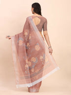 Shree Shyam Fashion Linen Cotton Brown Saree - Distacart