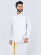 Ramraj Cotton Mens Full Sleeve Formal 100 % Cotton White Shirt