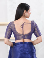 Joban Fashion Royal-Blue Tissue Elbow Sleeveless Back Open Blouse
