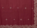 Maroon Silk Georgette Cord Embroidery Saree - Norita Saumya