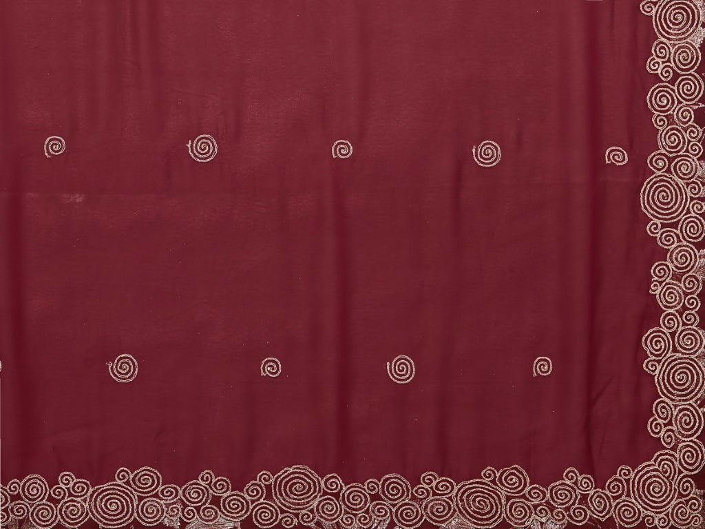 Maroon Silk Georgette Cord Embroidery Saree - Norita Saumya