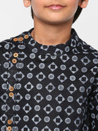 Manet Ethnic Full Sleeves Circle Printed Shirt - Black