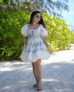 The52 Women's Gorgeous Pure Cotton Fabric Puff Sleeve with Flare Dress - Distacart