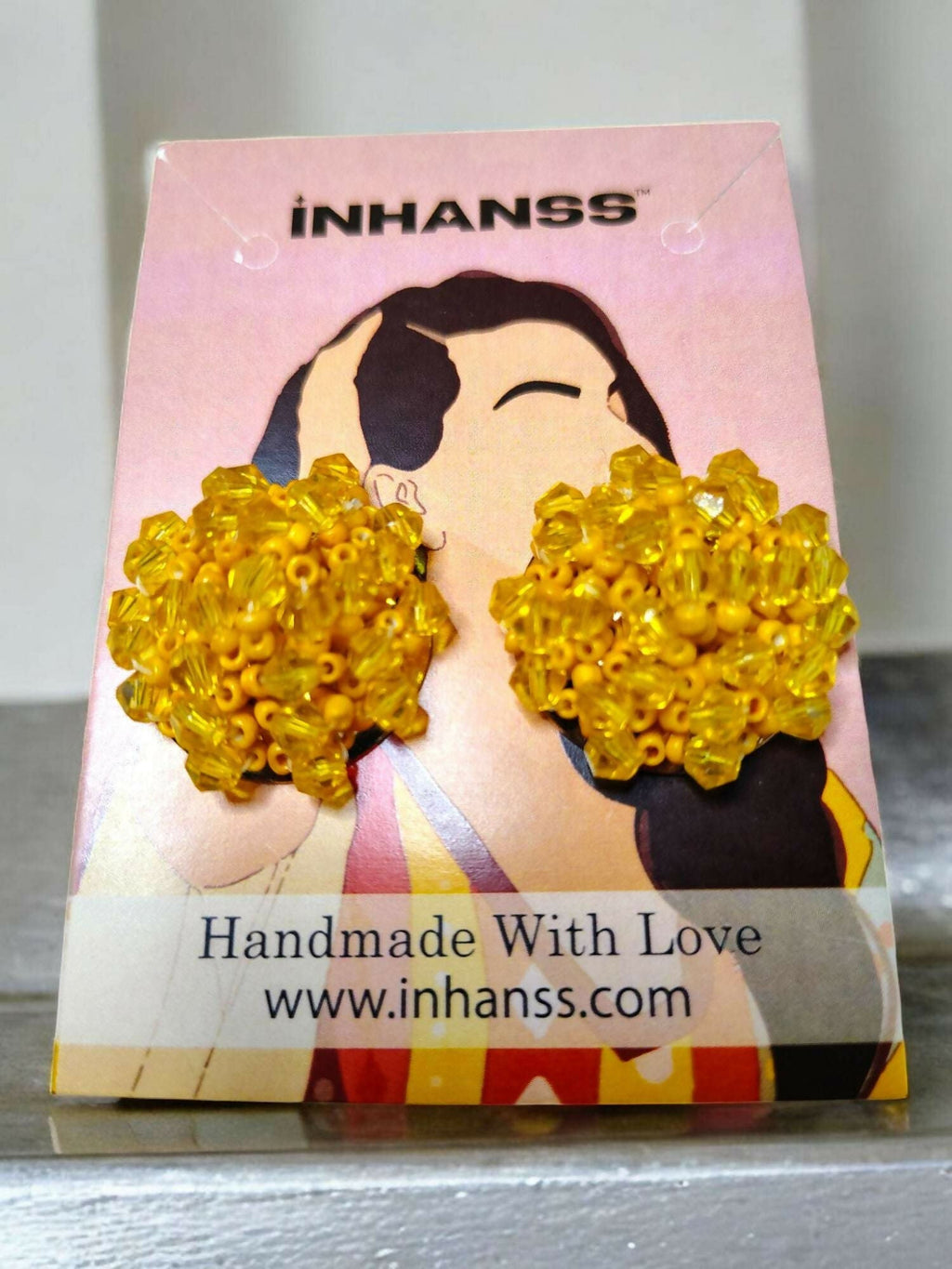 Inhanns Small Statement Studs Earrings - Yellow - Distacart