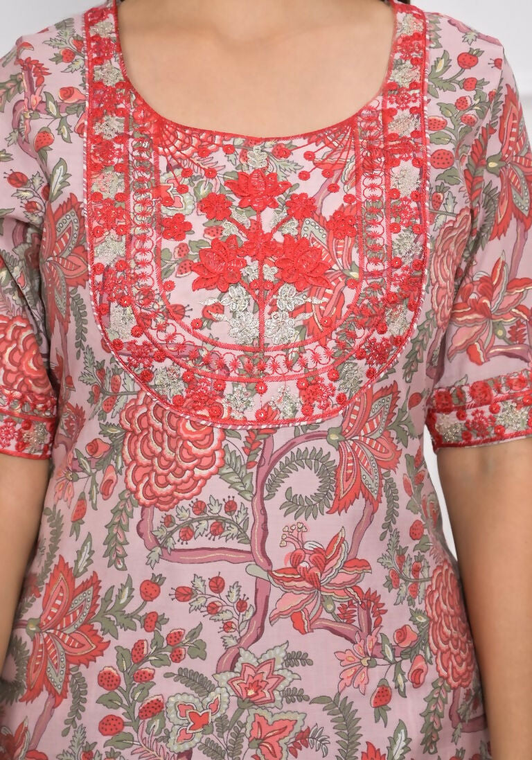 Festive Wear Ethnic Red chanderi Stitched Suit - Anbazaar