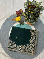 Joban Fashion Green Fandy Satin Silk Party Wear Sarees - Distacart