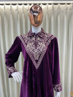 Vastranavya Purple Velvet Sequence Embroidery Work Top With Palazzo - Distacart