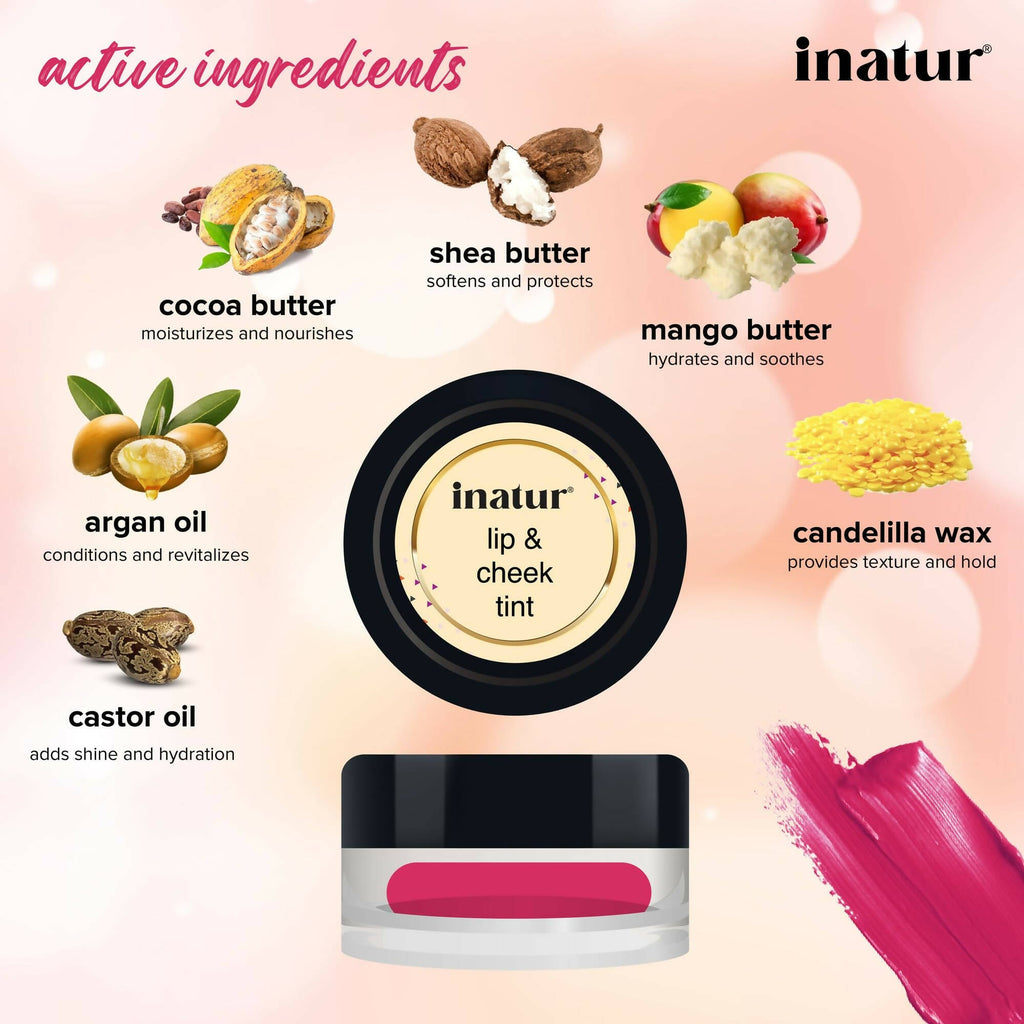 Inatur Lip and Cheek Tint Cool Fushia - Distacart