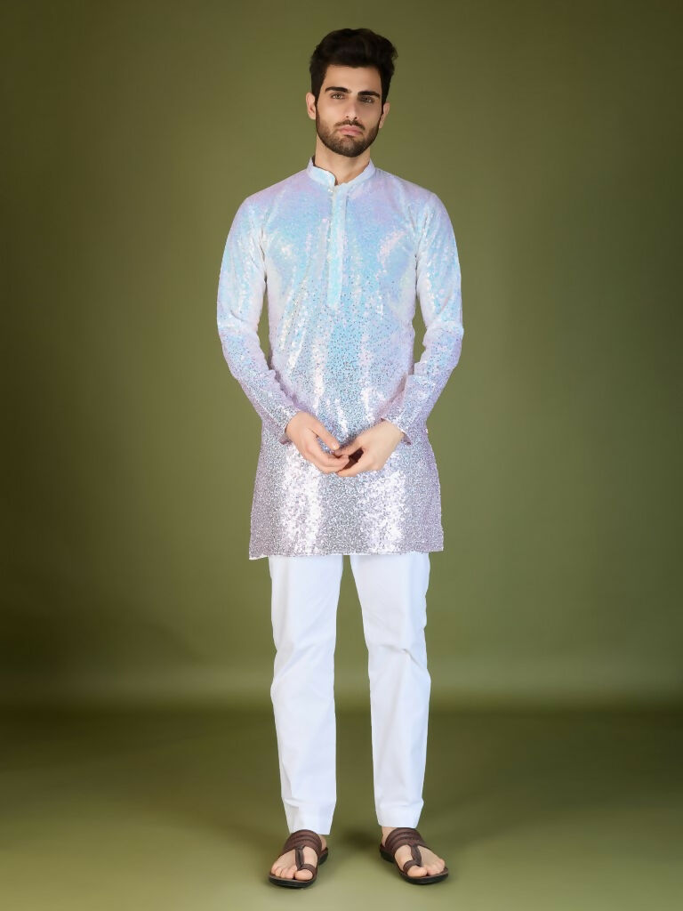 Vastranavya Ombre Pink Premium Real Georgette Thread Sequence & Embroidery work Kurta