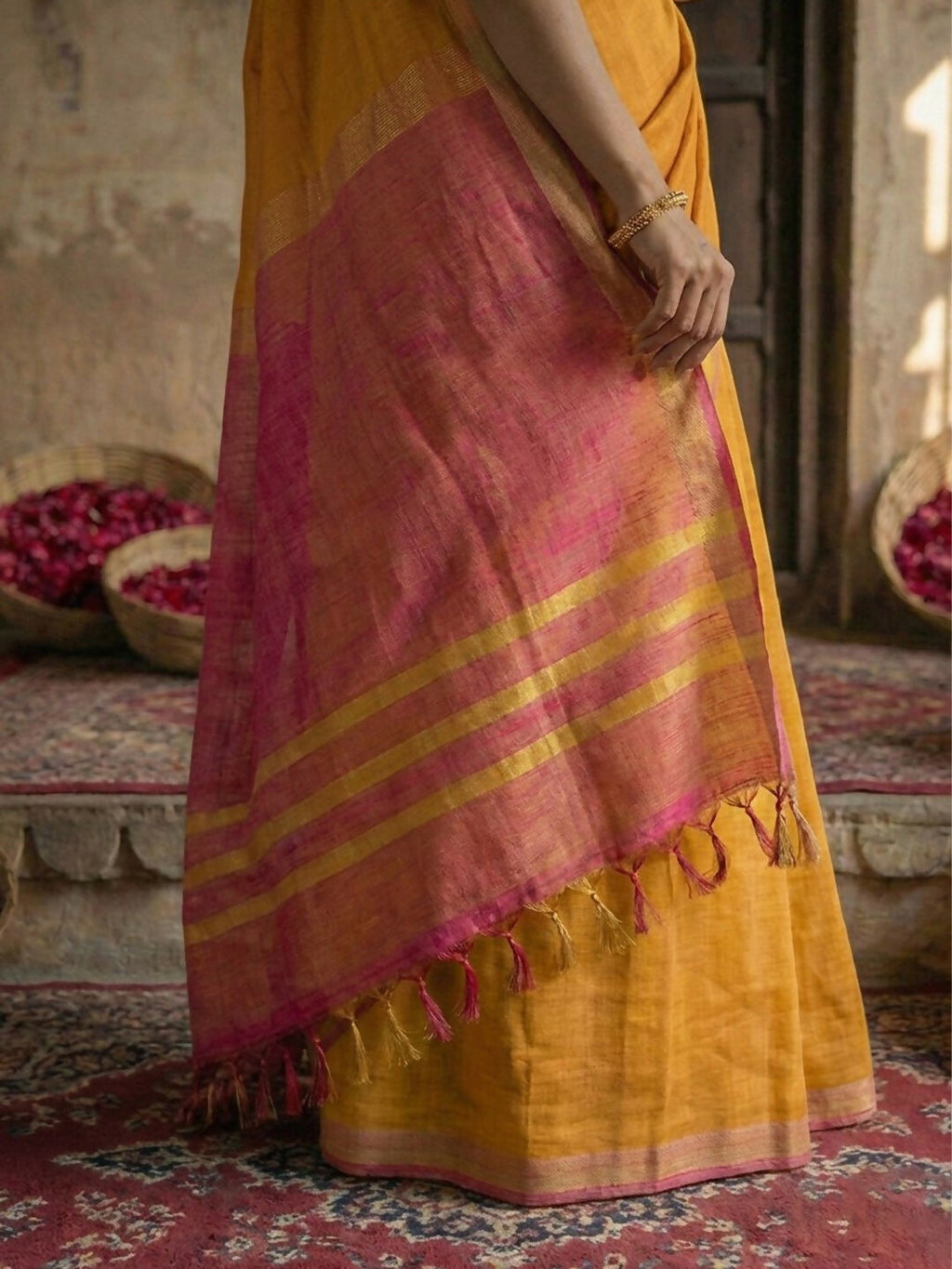 Shree Shyam Fashion Gold Cotton Saree - Distacart