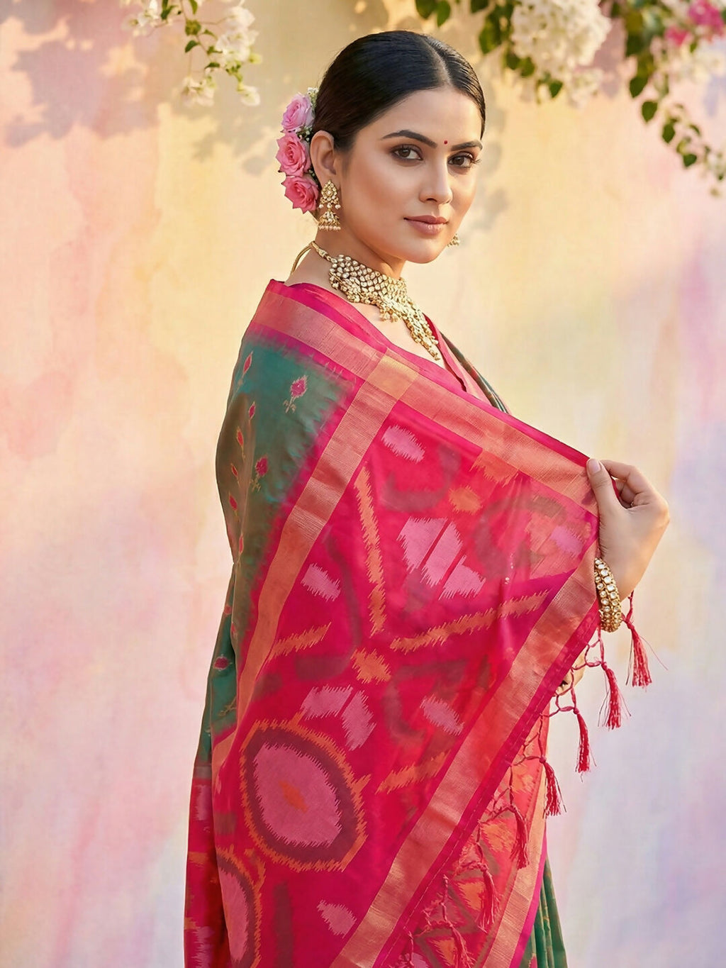Shree Shyam Fashion Mehndi Soft Silk Saree - Distacart