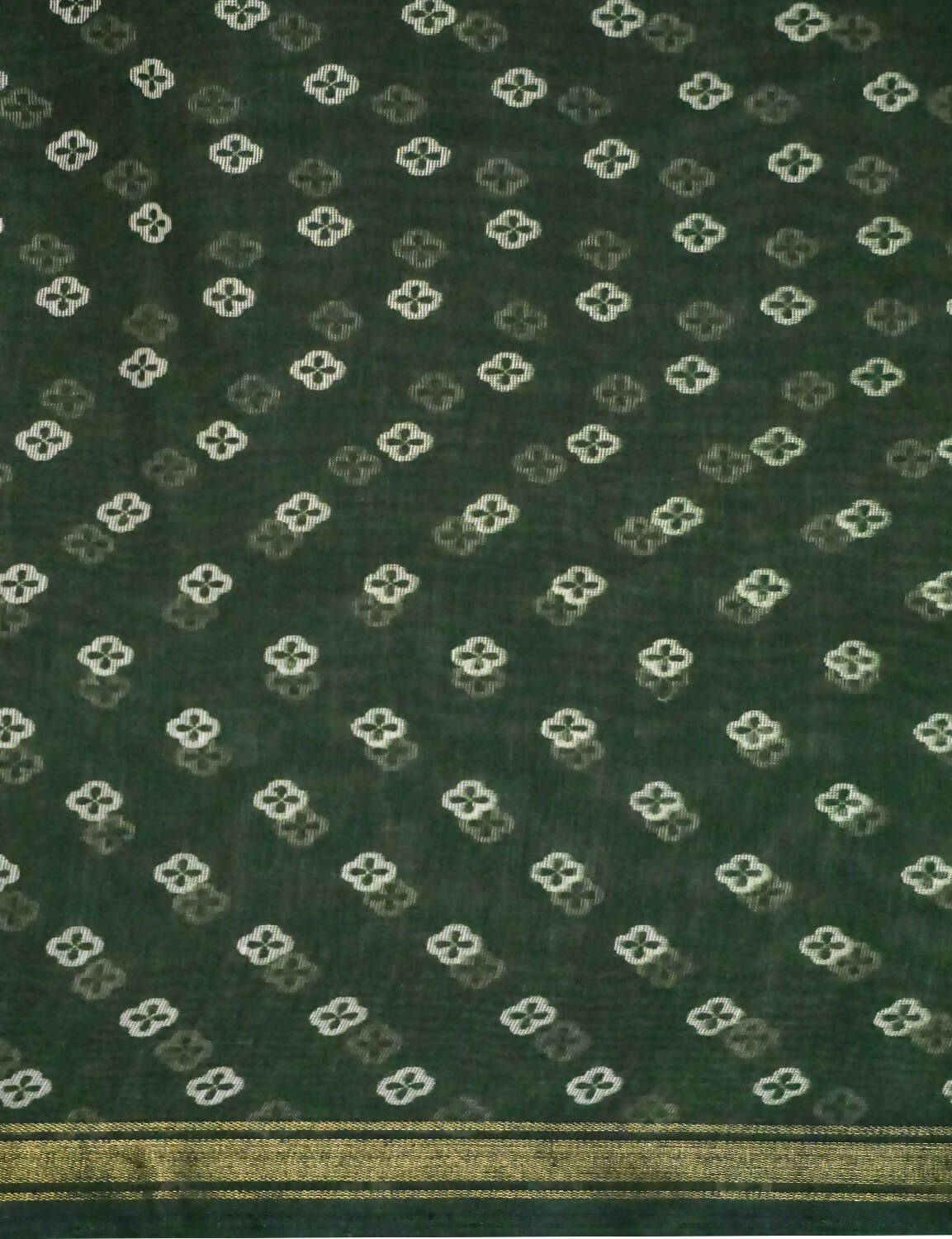 Shades Of Dark Leaf Green Floral Design Semi Chanderi Saree By Gayathri Reddy Designer Studio - Distacart