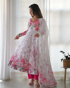 Joban Fashion White Kurta Set Organza Sequin Embroidery Work - Distacart