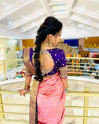 Vamika Weaving Banarasi Jacquard Pink Kanjivaram Saree - Distacart