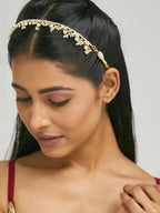 Nuyug 22K Gold-Plated Kundan & Pearl Studded Matha Patti Head Jewellery - Distacart