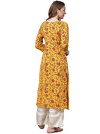 Ahalyaa Women's Mustard Crepe Digital Printed Kurta