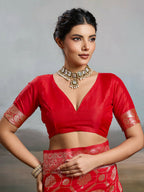 Shree Shyam Fashion Red Silk Blend Saree - Distacart
