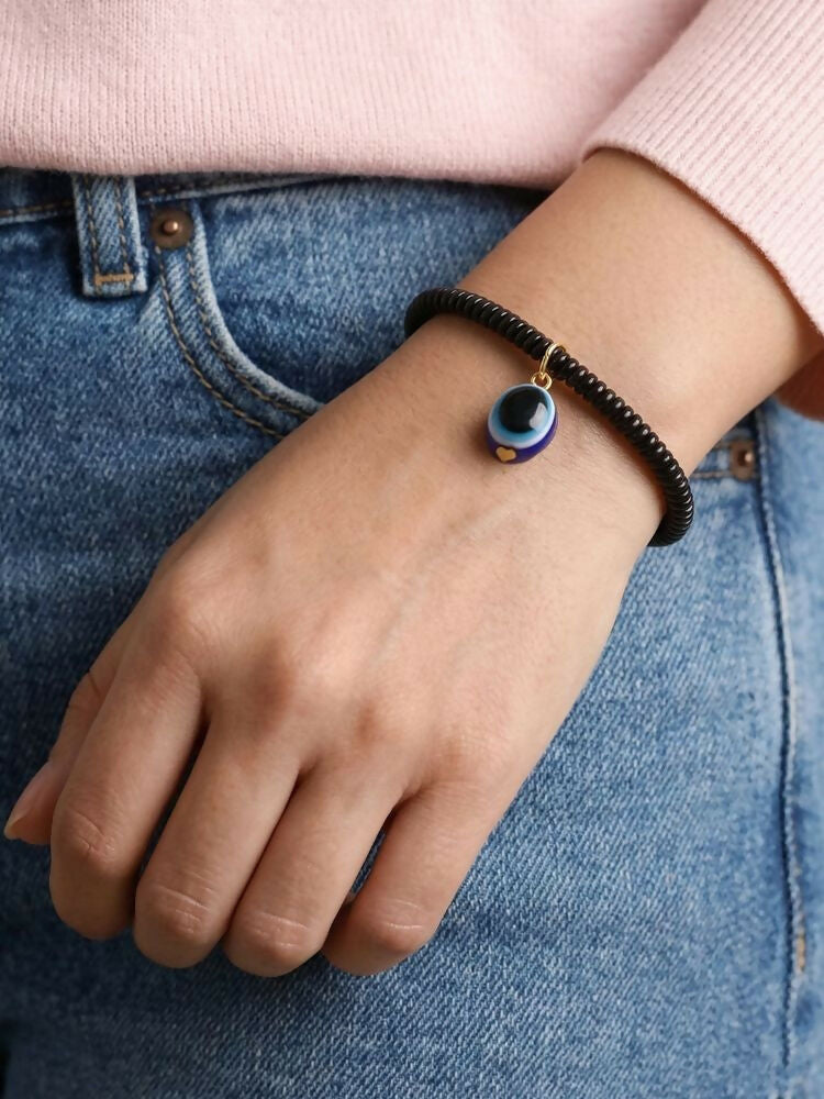 NVR Black Evil Eye Spring Ring Bracelet for Men & Women - Distacart