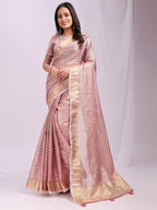 Shree Shyam Fashion Organza Pink Saree - Distacart