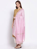 Myshka Women's Pink Cotton Silk Printed Casual Dupatta