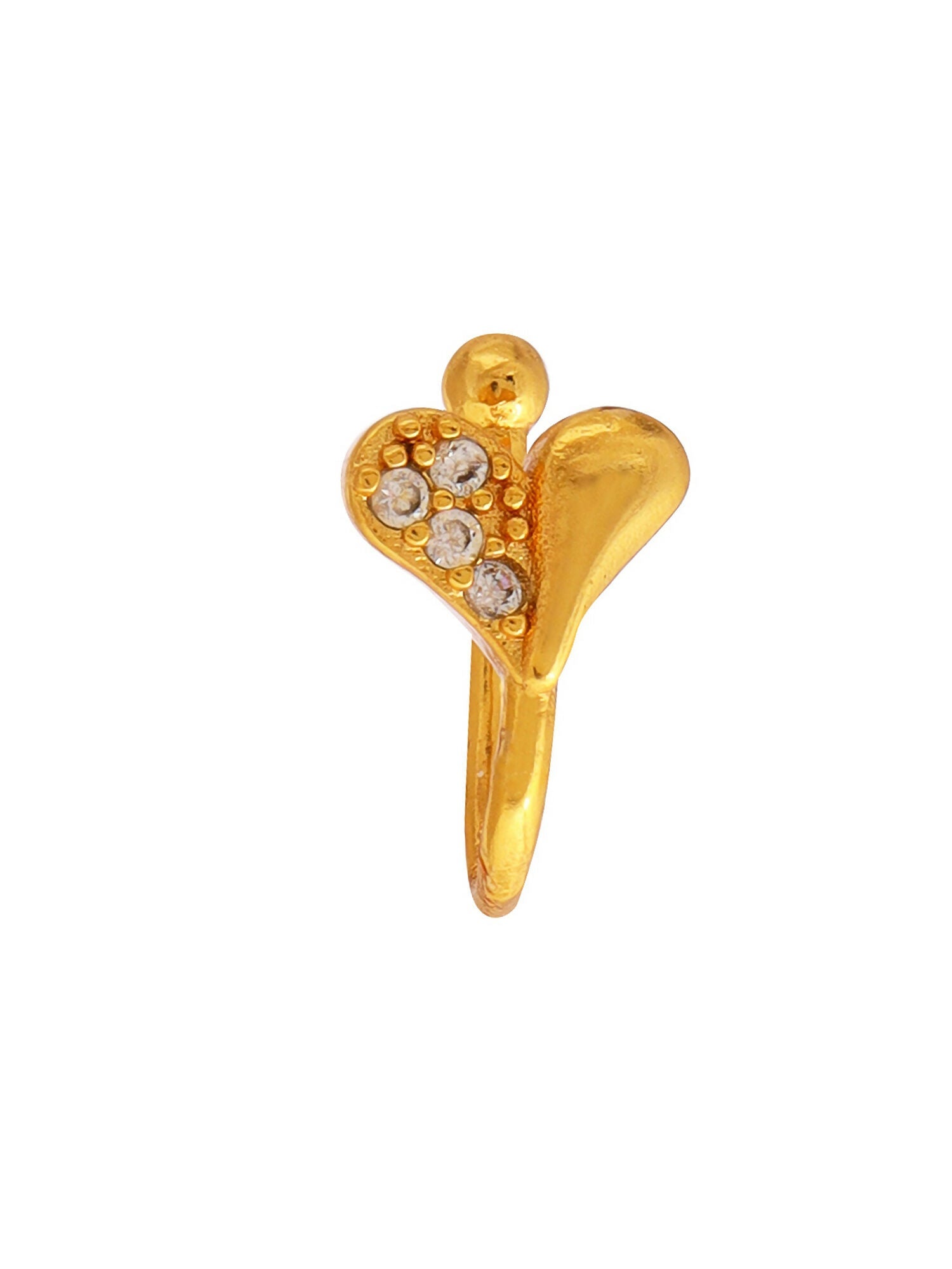 Ruby Raang Gold Heart Nose Pin