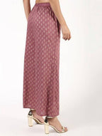 Aniyah Rayon Block Print Flared Pink Palazzo Dusty (AN-158K)