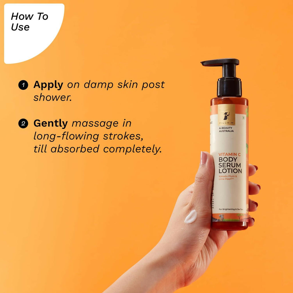 Pilgrim Australian Vitamin C Body Serum Lotion with Kakadu Plum & Lime Pearl, Fades Dark Spots & Evens Skin Tone For Brightening & Detan - Distacart