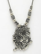 NVR Women's Silver-Toned Krishna Pendant with Chain