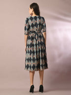 Myshka Women's Multi Printed Cotton V-Neck Empire Party Dress - Distacart