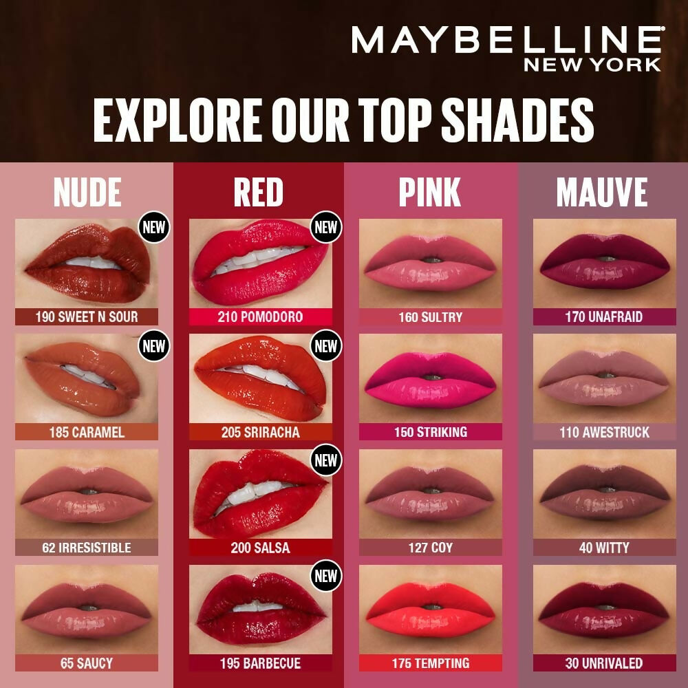 Maybelline New York Super Stay Vinyl Ink Liquid Lipstick, Instant Shine Lasts Up To 16H - Pomodoro Sauce