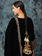Ruby Raang Gold Gota Pati Work And Black Thread And Mirrors With Gold Stones - Distacart