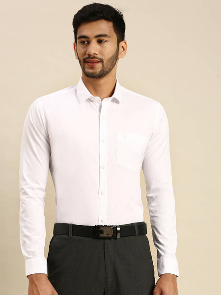 Ramraj Cotton Mens Full Sleeve White Shirt Plus Size - 100% Cotton