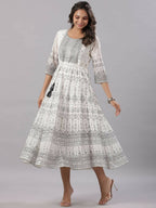 Juniper Women Off-White Georgette Flared Maxi Dress - Distacart