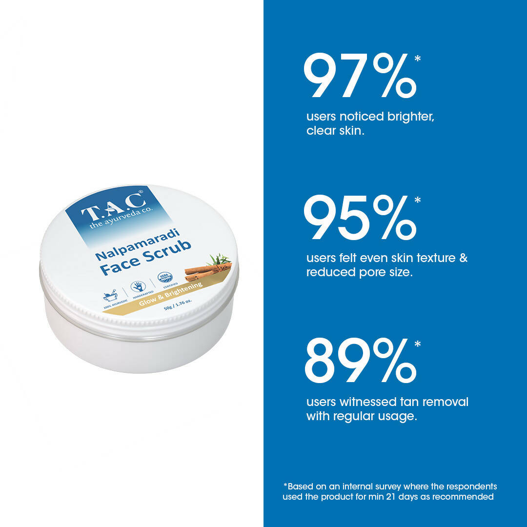 TAC - The Ayurveda Co. Nalpamaradi Face Scrub for Glowing & Brightening Skin with Triphala Powder for Women & Men - Distacart