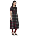 Kanoor Women's Multicolour Frock Style Round Neck Kurti