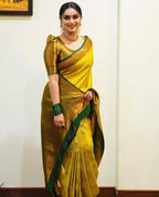 Vamika Weaving Banarasi Jacquard Yellow Kanjivaram Saree - Distacart