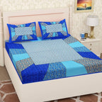 Vamika Printed Cotton Blue & Multicolor Bedsheet With Pillow Covers (LEOC_CHOK_B)