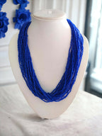 Inhanns Handmade Beaded Multilayer Necklace, 20 Layers - Blue