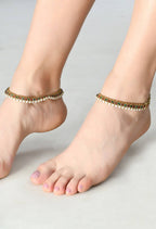 Mominos Fashion Kamal Johar Multi Kundan Anklets With Pearls