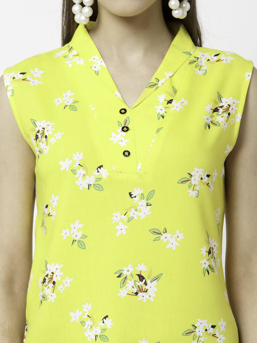 Myshka Printed Sleeveless V-Neck Casual Cotton Top For Women