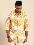 Off White Men Pure Cotton Relaxed Opaque Printed Casual Resort Shirt - Mahotsav
