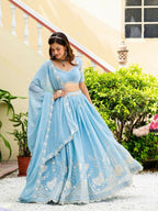 Lehenga Mart Designer Indian Wedding Lehenga Choli-Sky Blue - Distacart
