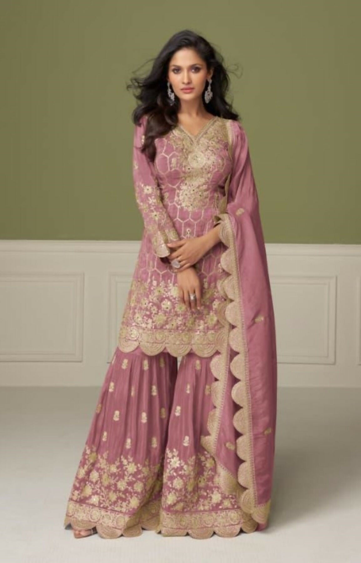 Anaita Peach Real Shimmer Readymade Suit with Embroidery & Real Mirror Work - Distacart