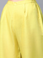 Ahalyaa Women's Yellow Pure Blend Digital Printed Kurta Palazzo Set