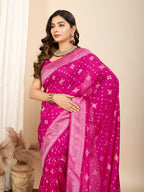 Pink Soft Silk Woven Meenakari Designer Saree - Vedanti