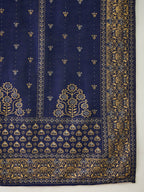 The52 Blue Women's Gorgeous Embroidered Work Vichitra Silk Fabric Flared Kurta Pant and Dupatta Set - Distacart