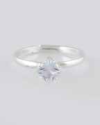VOJ white CZ-detail Stainless Steel Cubic Zirconia Silver Plated adjustable finger Ring