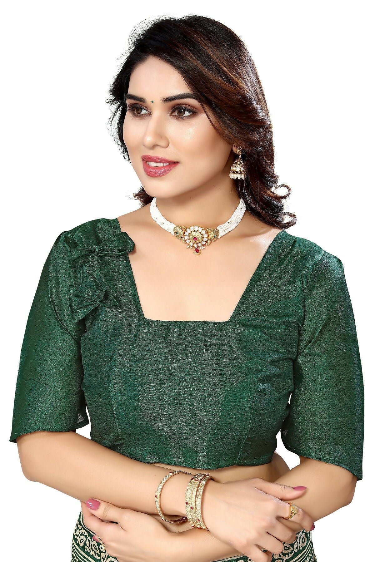 Vamika Green Printed Art Silk Saree
