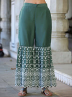Juniper Women's Green Chinnon Embroidered Kurta Garara Set - Distacart