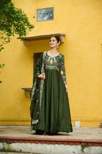 Joban Fashion Green Silk Sequence Embroidery Work Kurta Set - Distacart